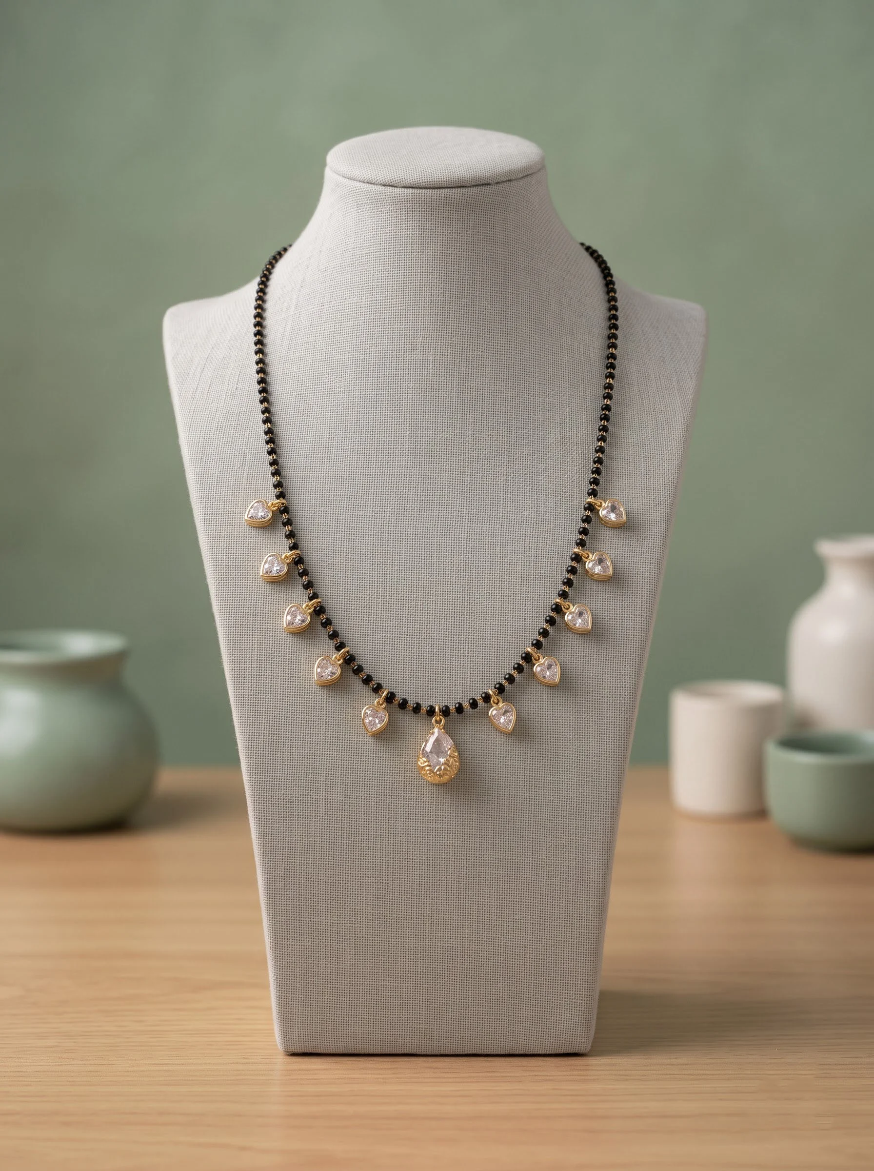 Black Beads Gold Look Mangalsutra - Image 5