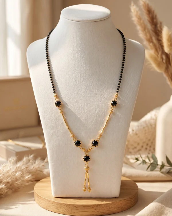 Gold Black Flower Mangalsutra