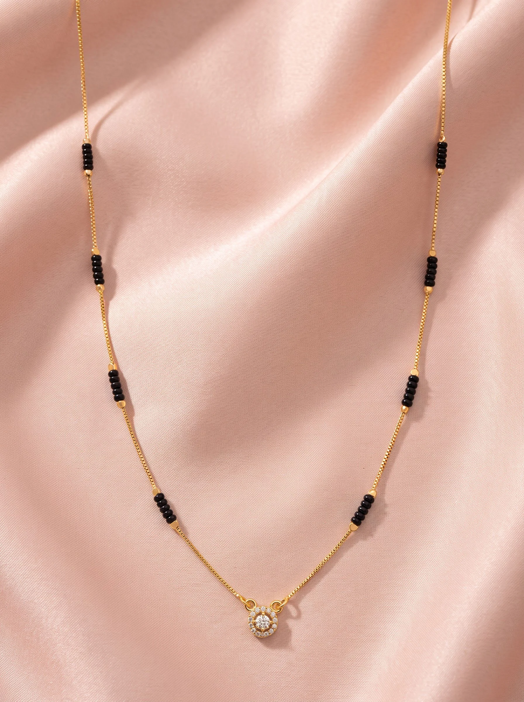 Round Stone Black Bead Necklace - Image 2