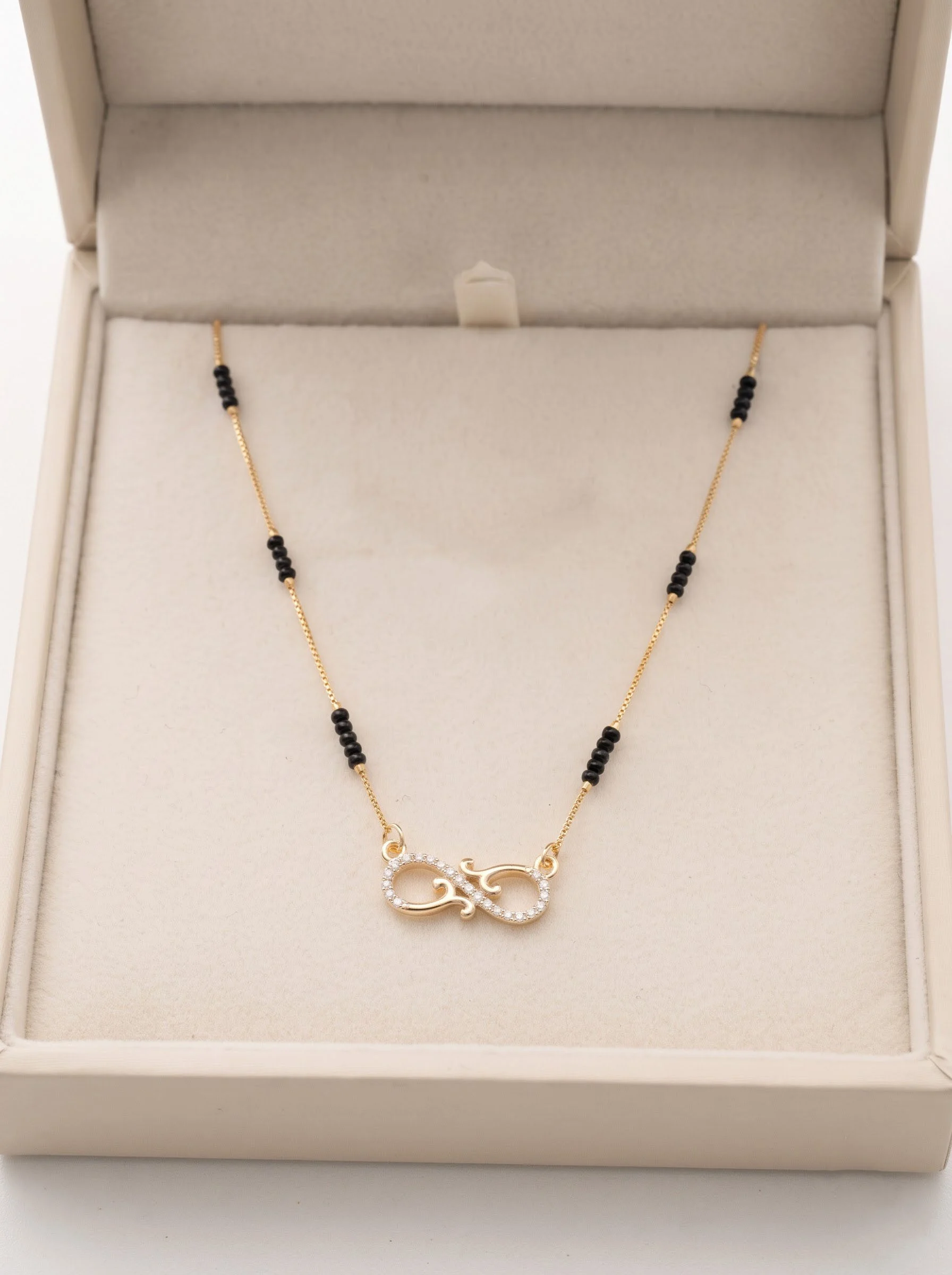 Crystal Infinity Black Bead Necklace - Image 4