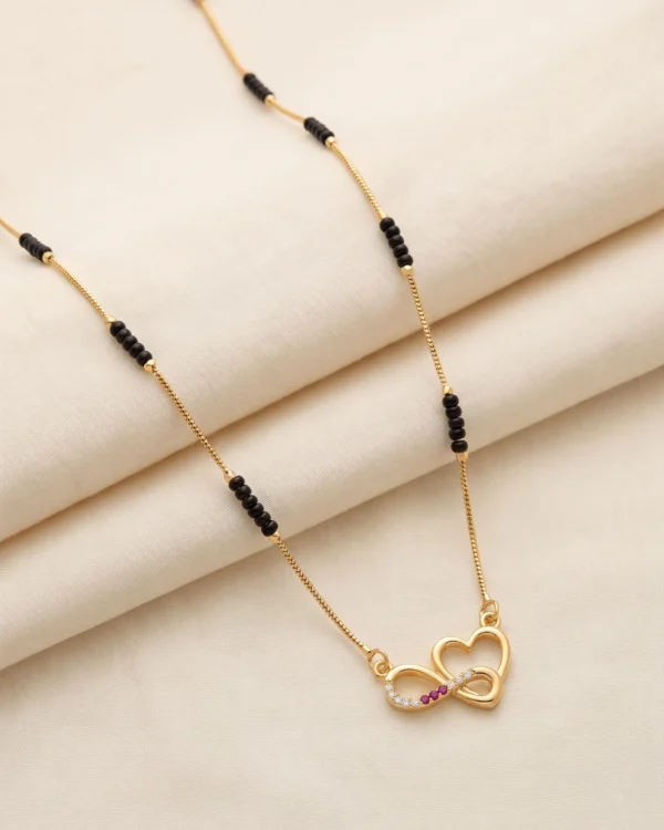 Heart Infinity Black Bead Necklace