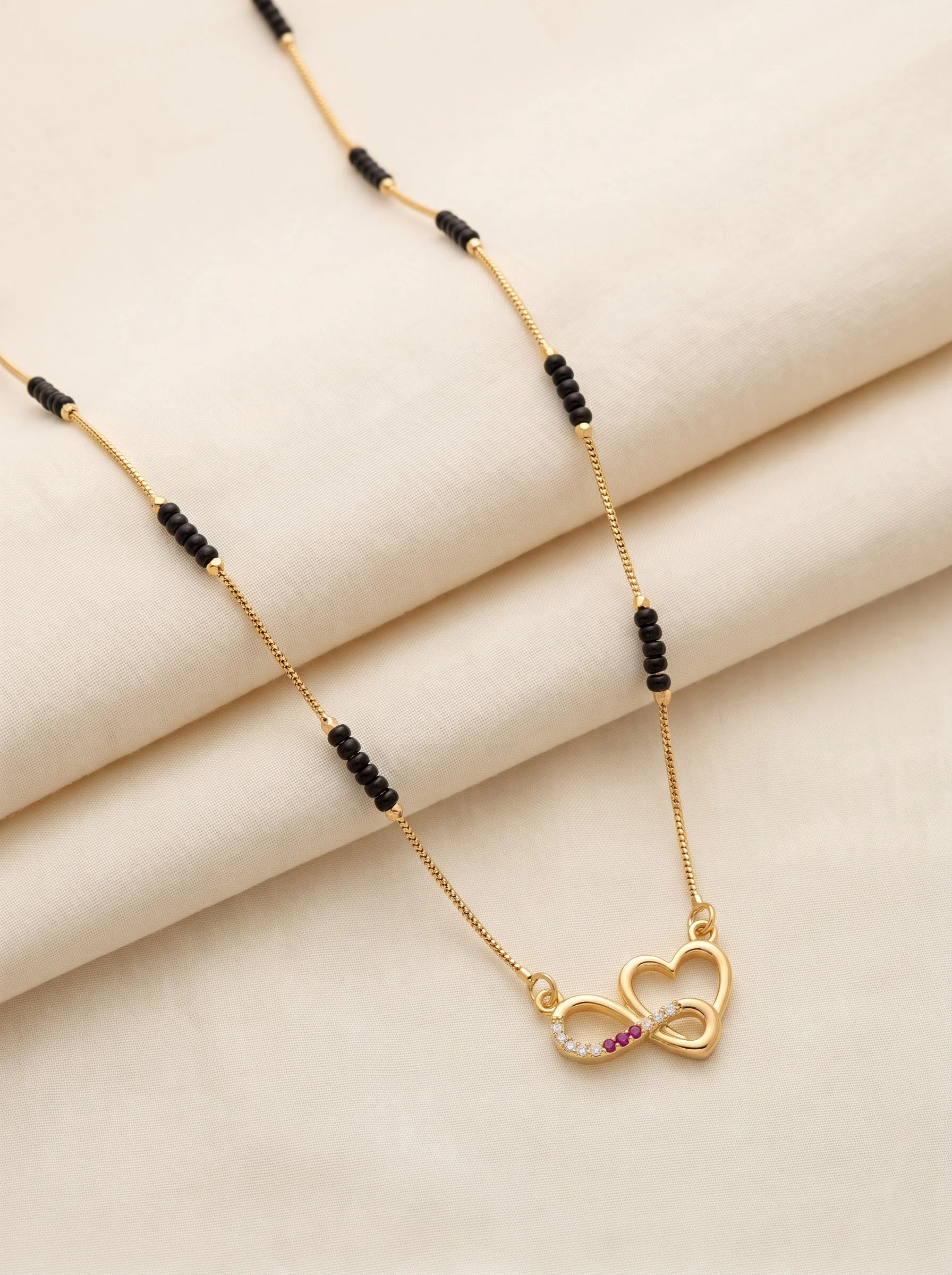 Heart Infinity Black Bead Necklace