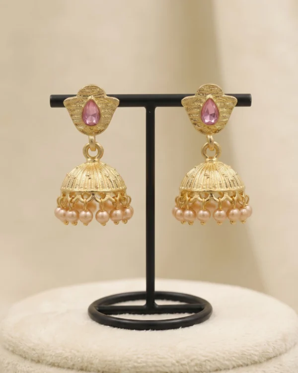 Baby Pink Pearl Jhumka Earrings
