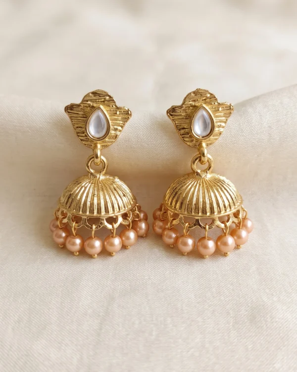 Pearl Drop Gold Jhumka Earrings