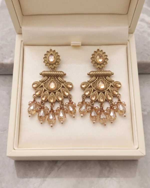 Champagne Gold Antique Statement Earrings