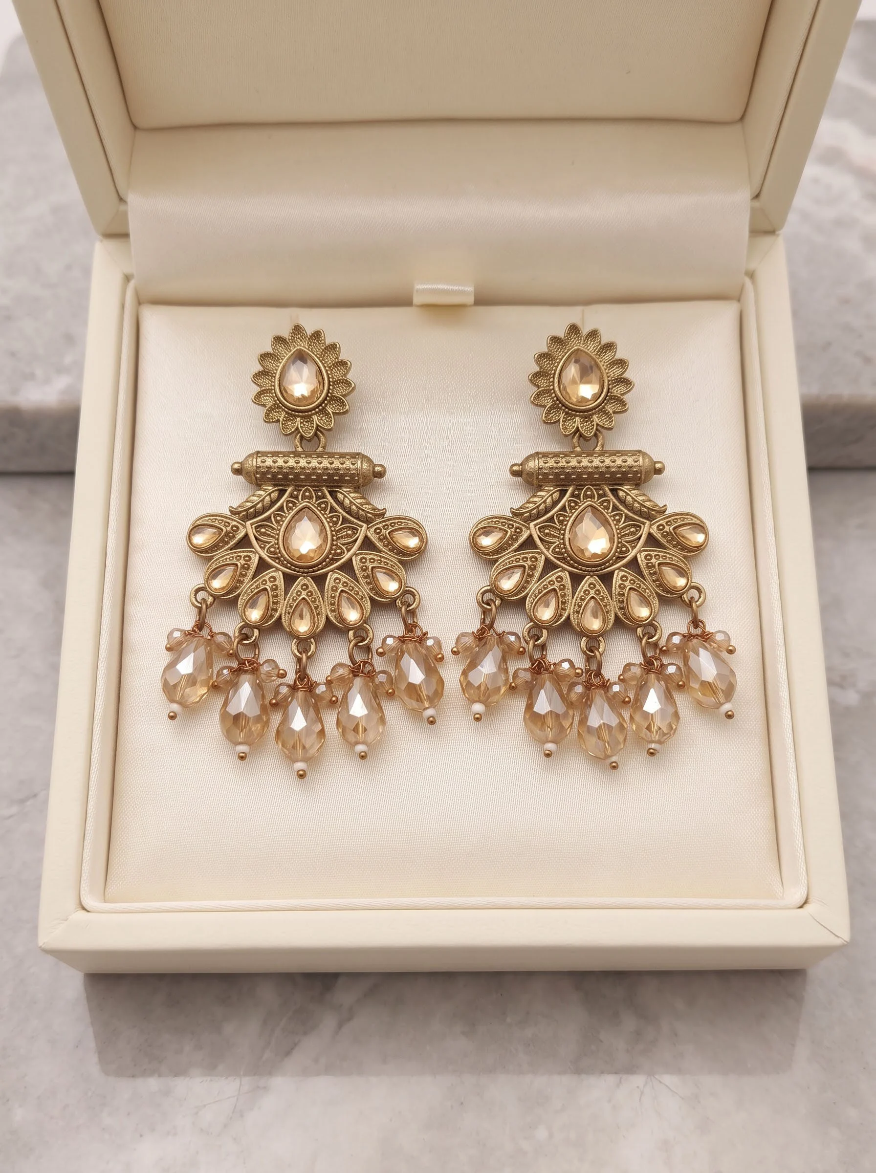 Champagne Gold Antique Statement Earrings