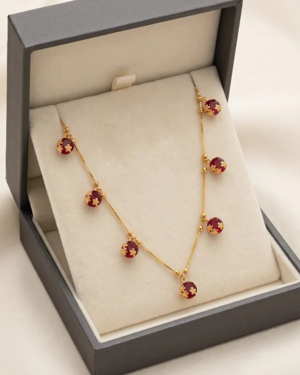 Gold Ruby Floral Necklace