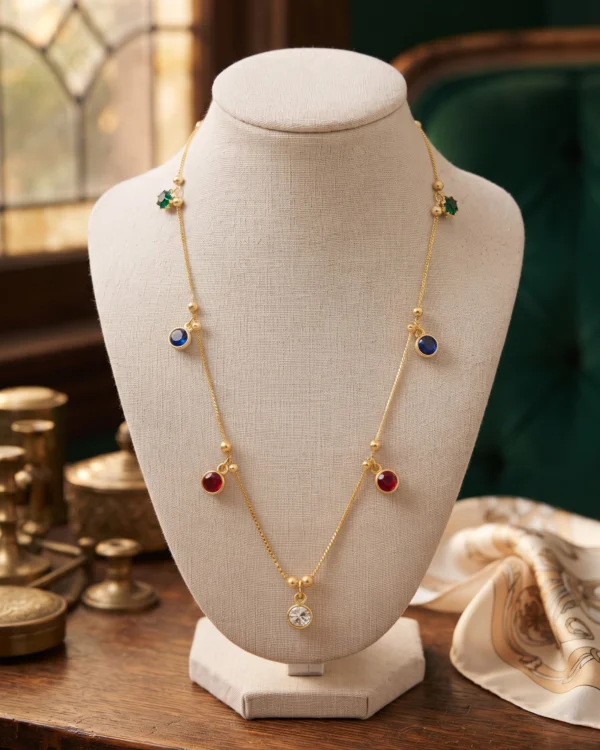 Gold Multicolor Stone Necklace