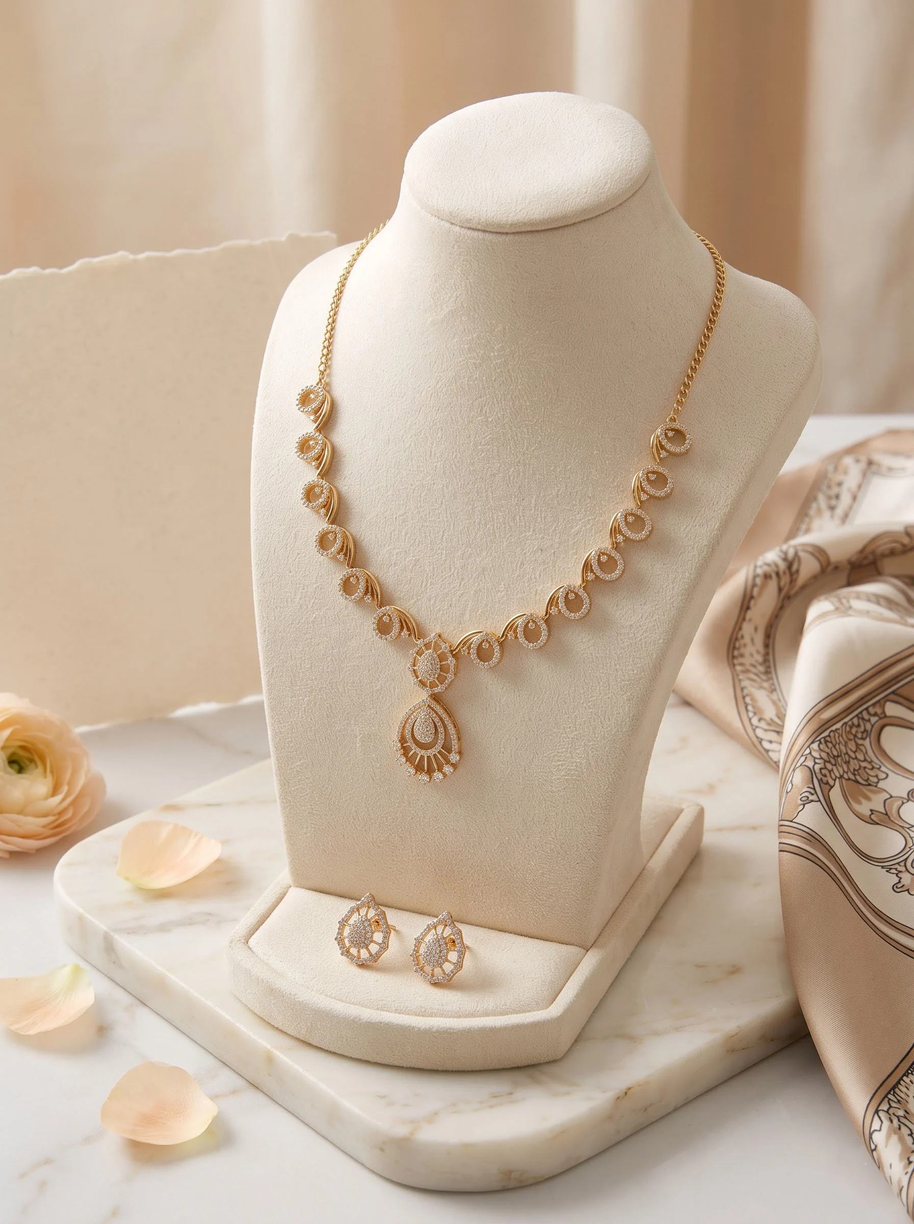 Elegant Gold Teardrop Jewelry Set