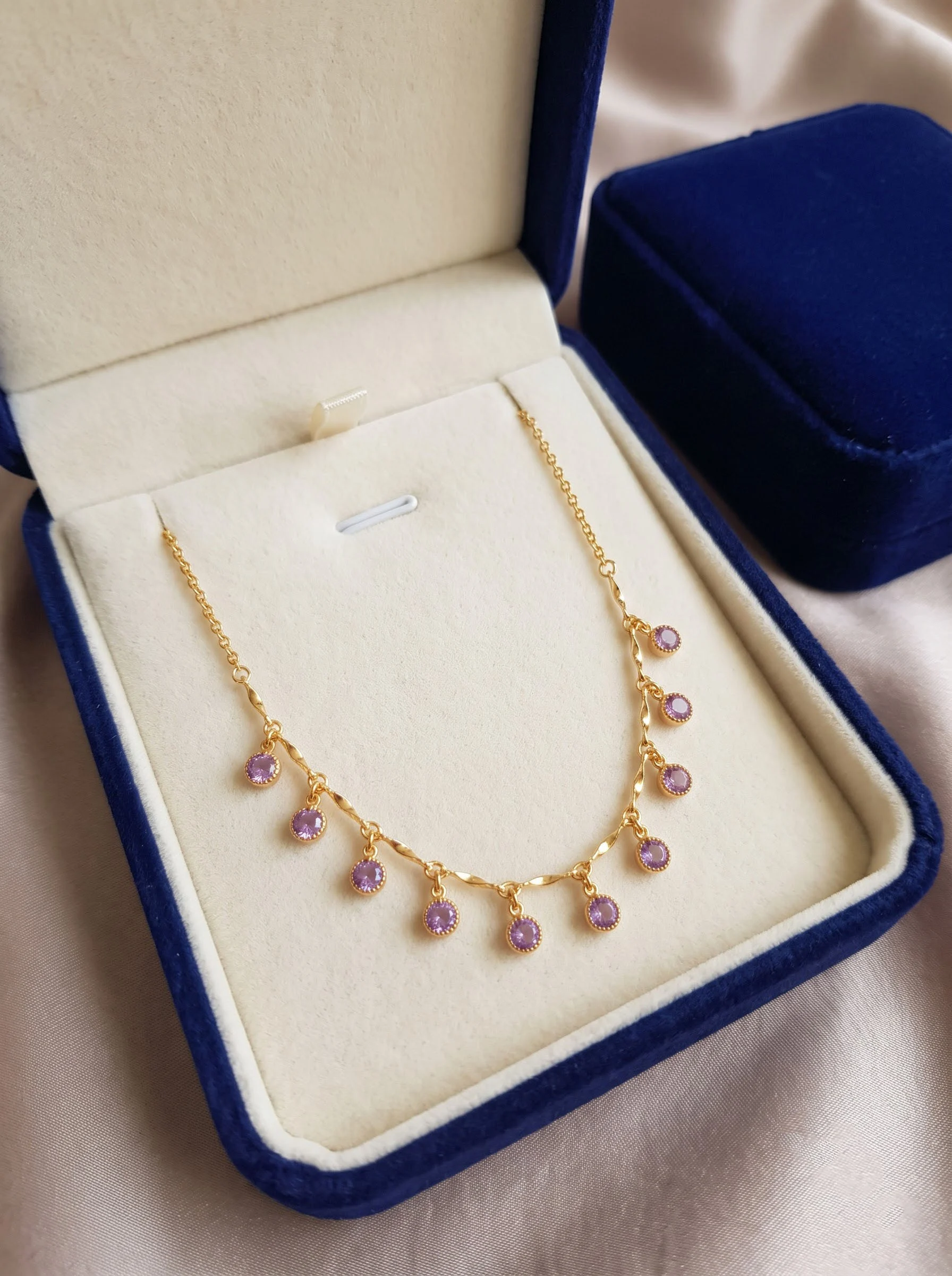 Purple Drop Chain Necklace - Image 4