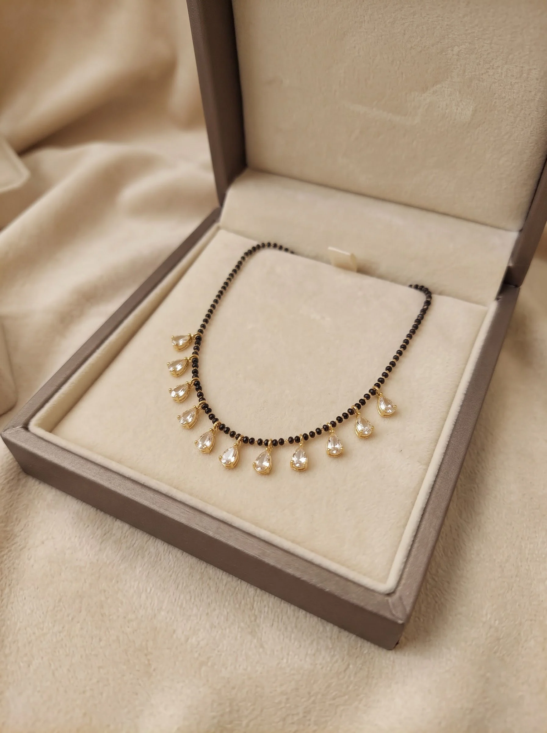 Pearl Drop Black Beads Mangalsutra