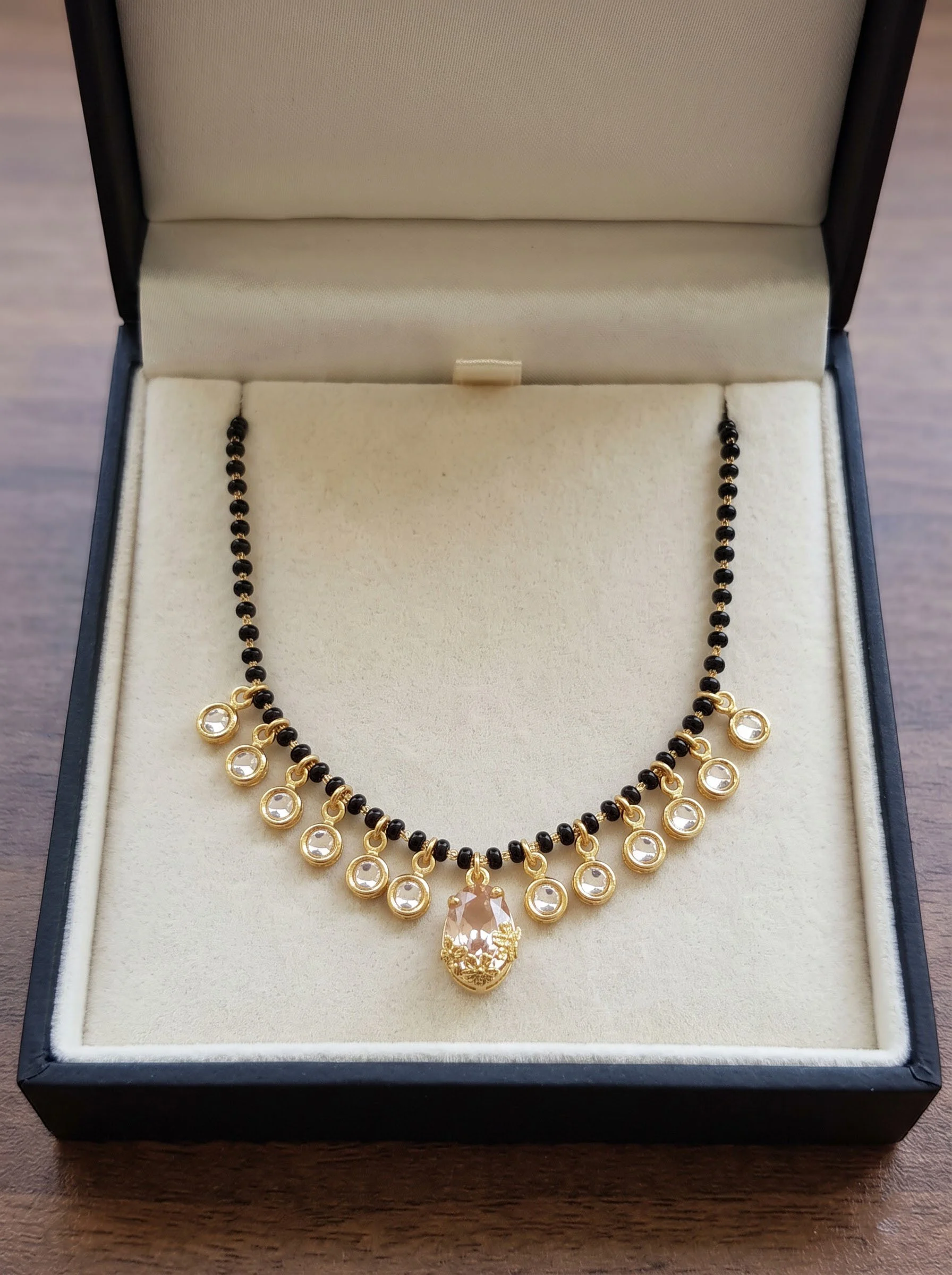 Black Beads Pearl Drop Mangalsutra - Image 4