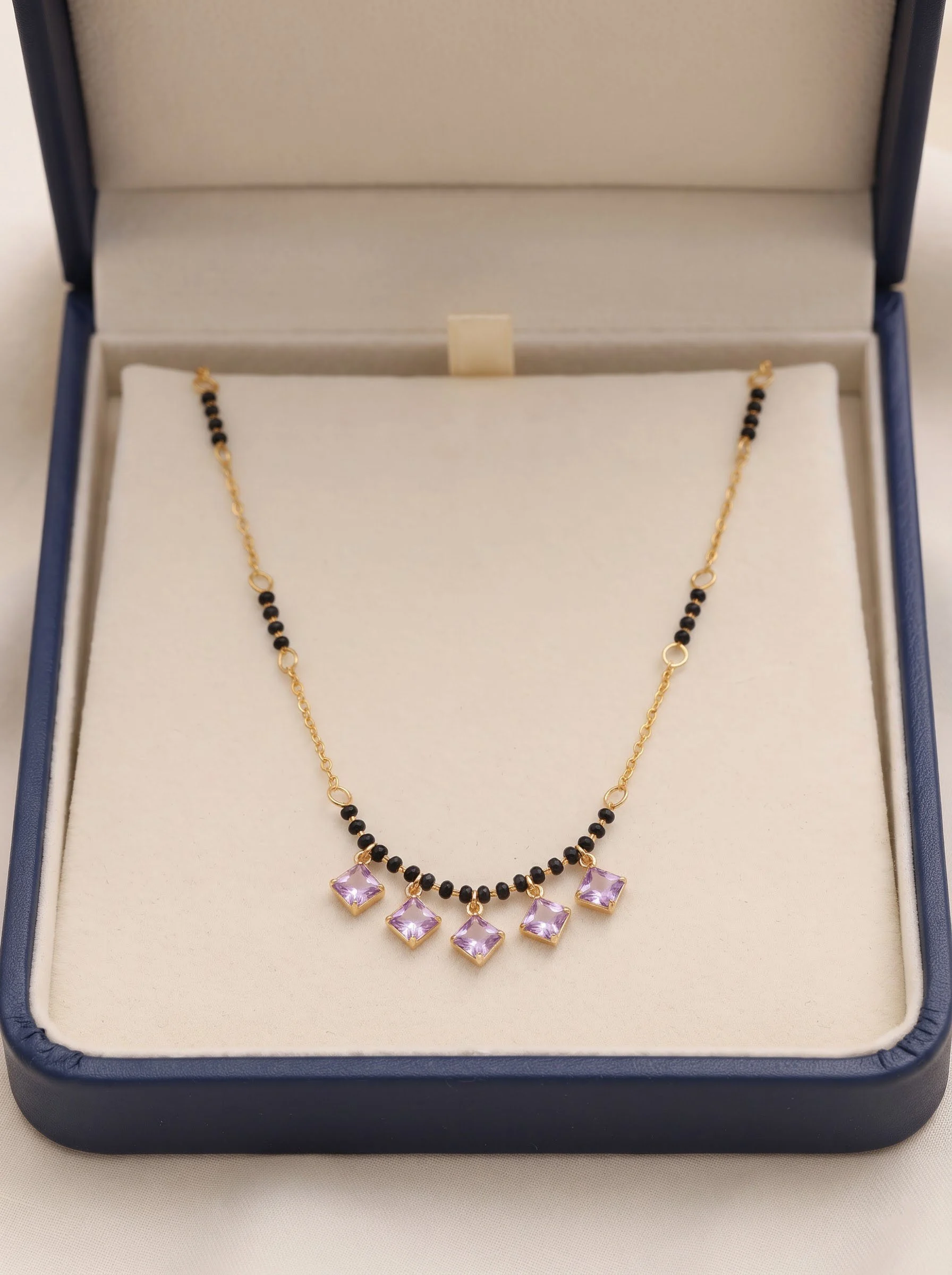 Gold Purple Stone Mangalsutra - Image 2