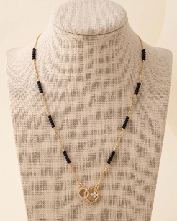 Gold Black Bead Chain Necklace
