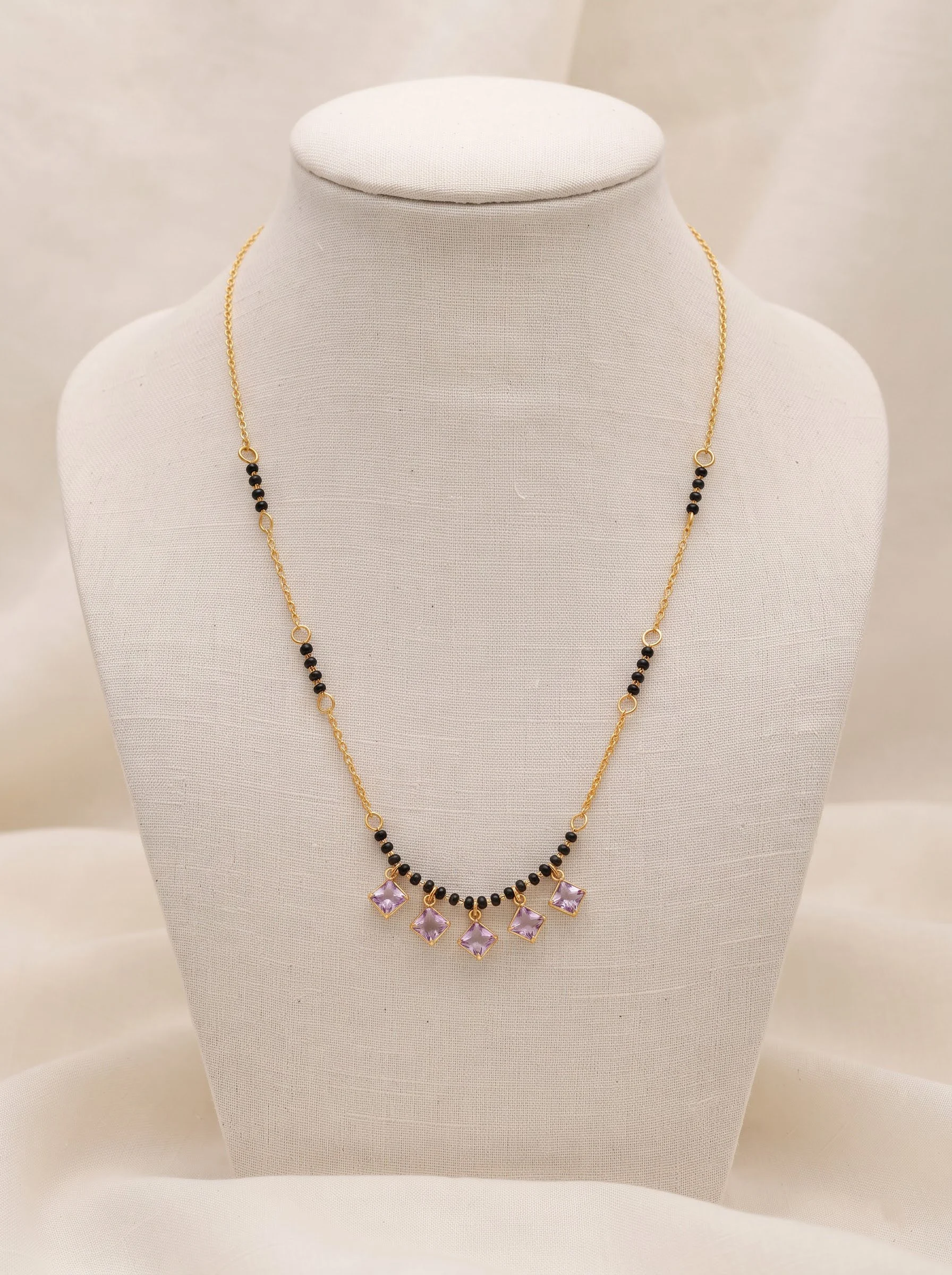 Gold Purple Stone Mangalsutra