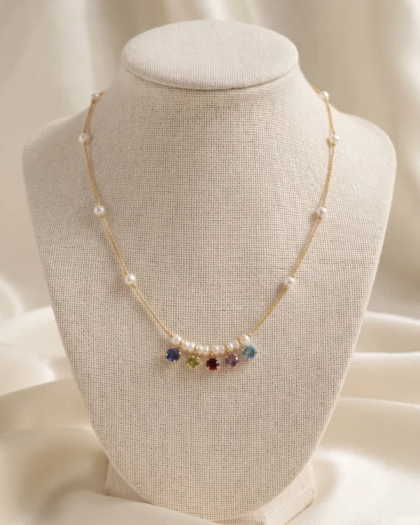 Gold Multicolor Pearl Necklace