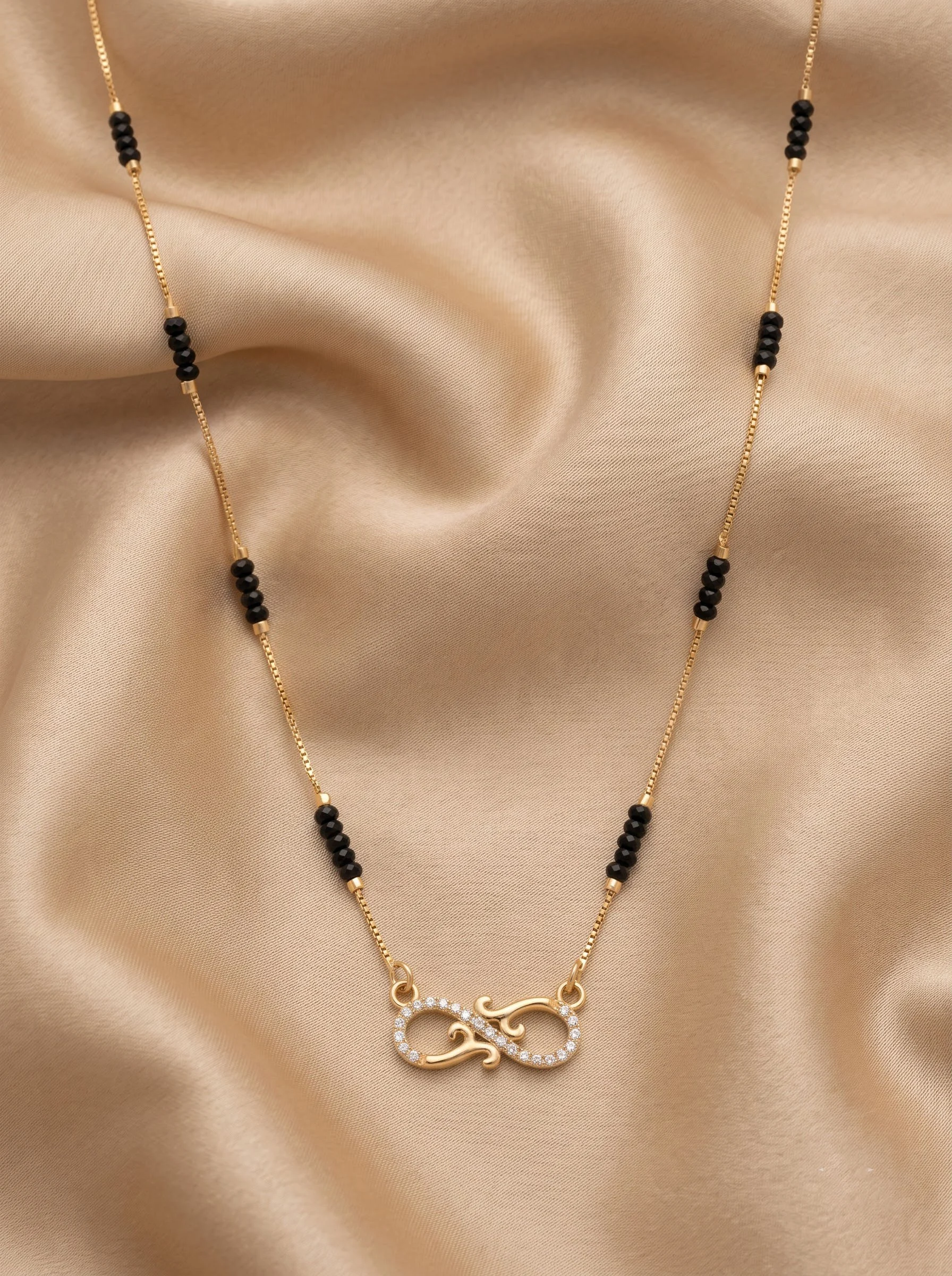 Crystal Infinity Black Bead Necklace - Image 3