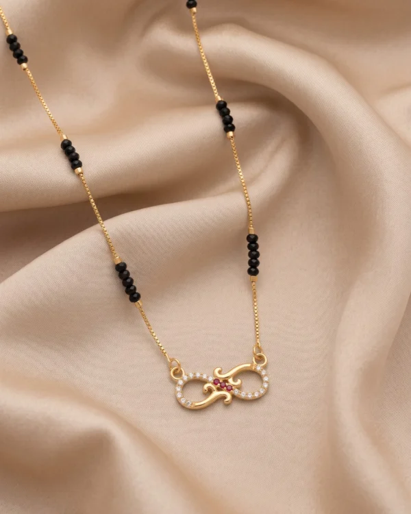 Infinity Sign Black Bead Necklace