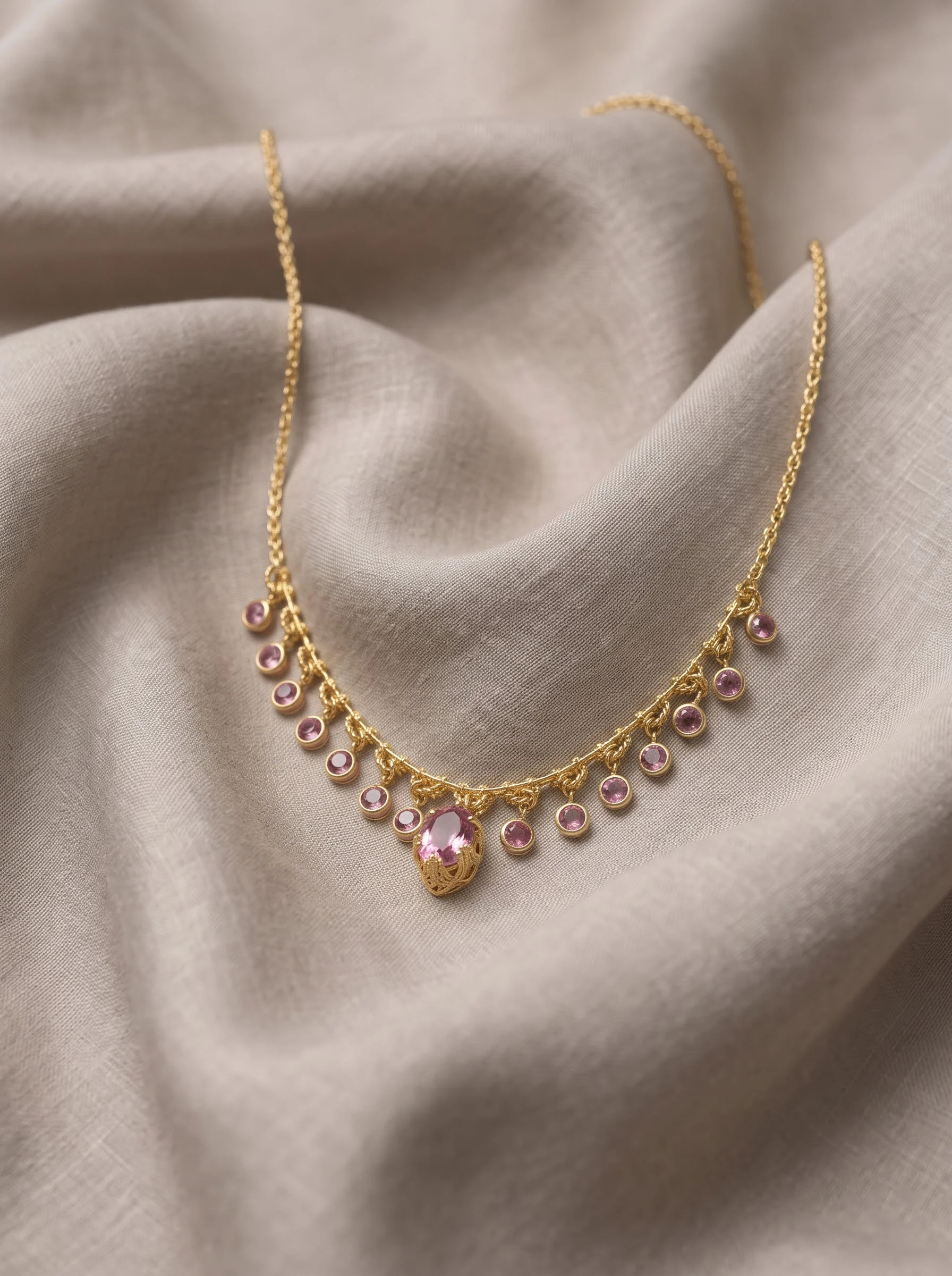 Pink Drop Chain Necklace - Image 3