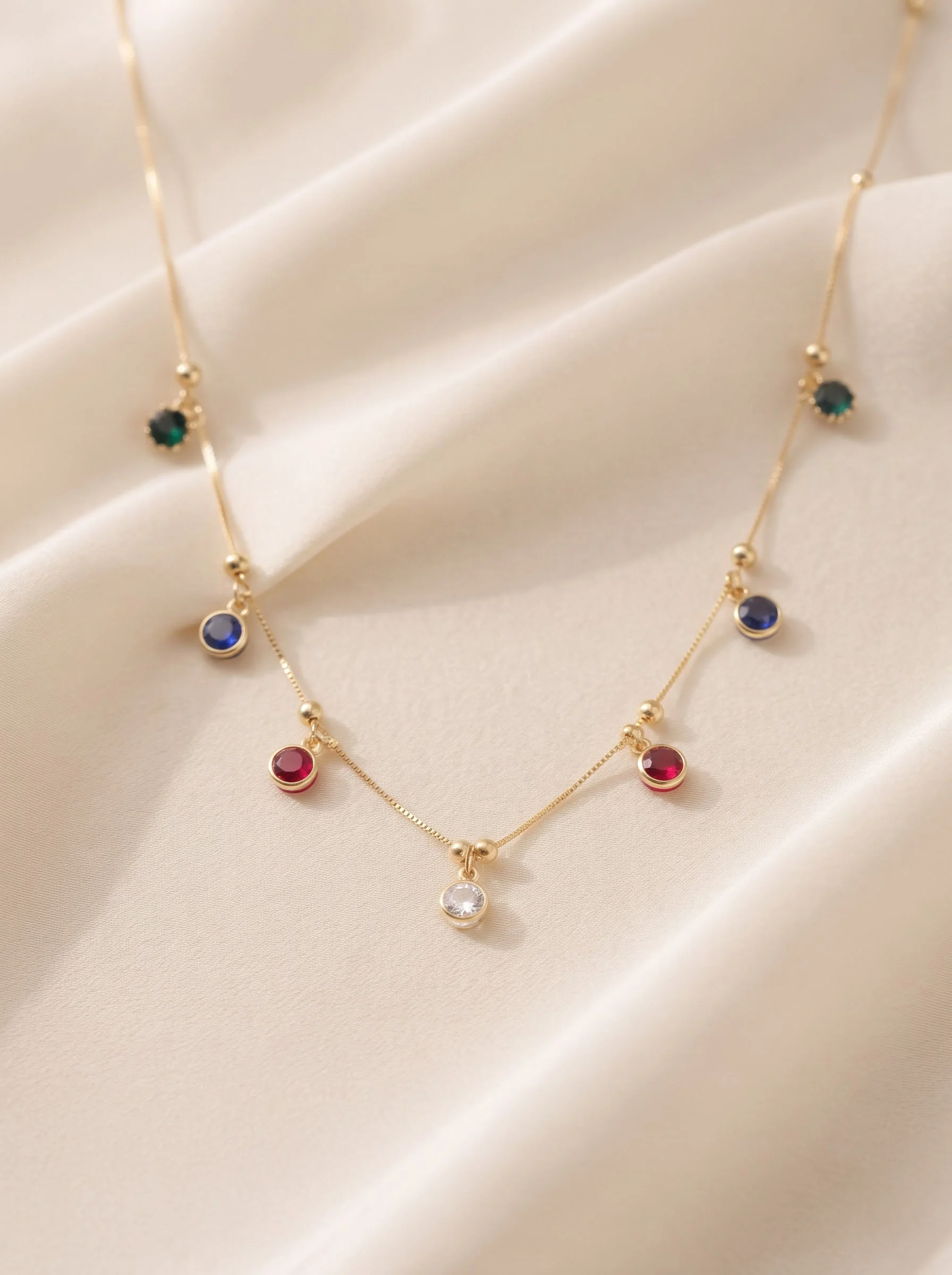 Gold Multicolor Stone Necklace - Image 3