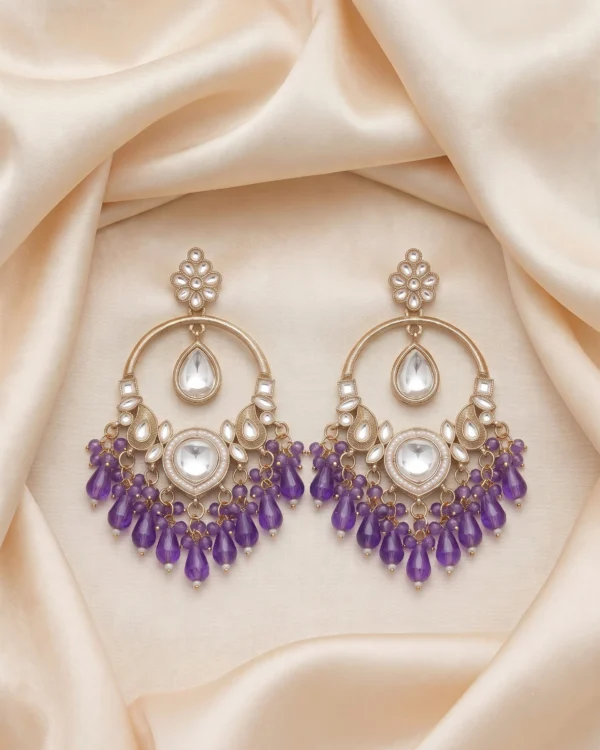 Lavender Pearl Kundan Earrings