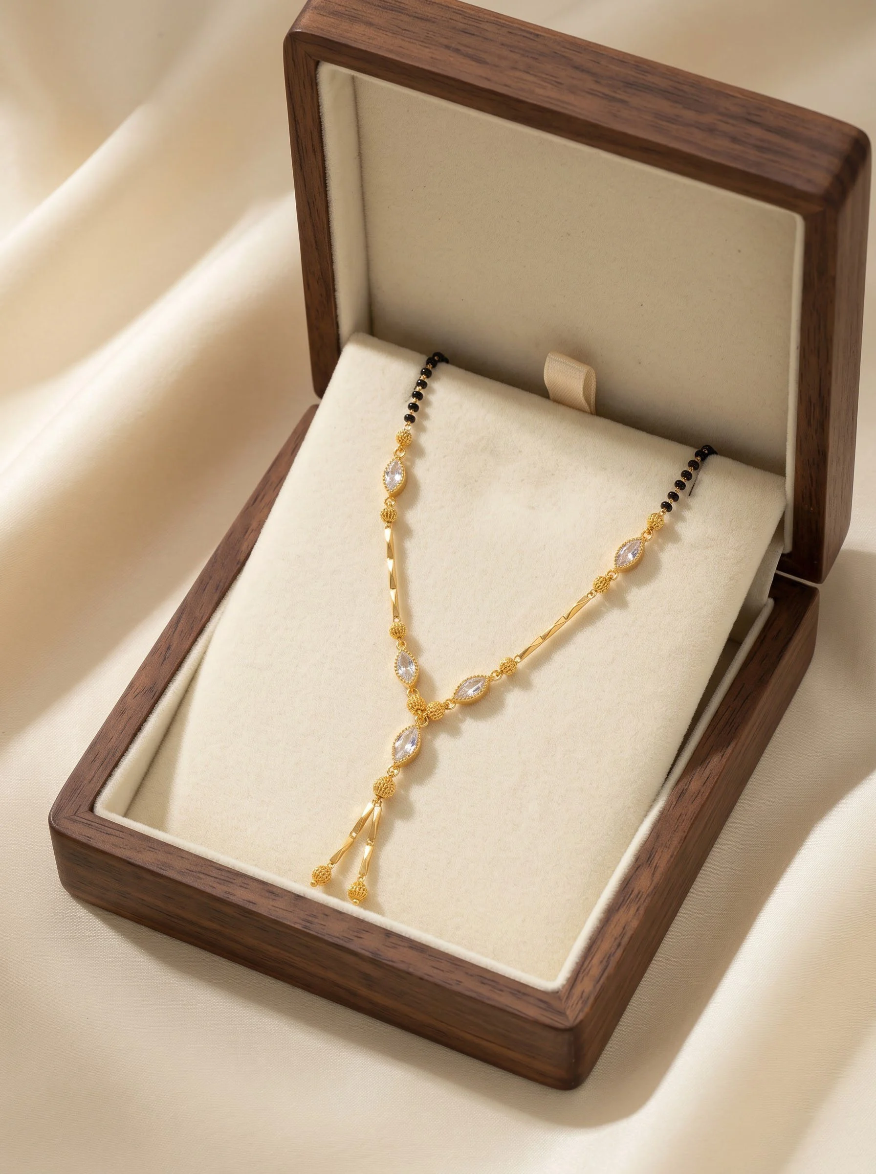 Gold CZ Drop Mangalsutra - Image 3