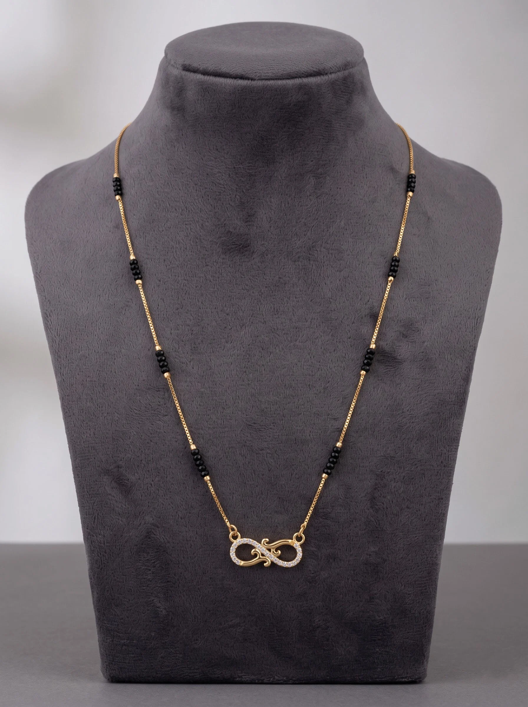 Crystal Infinity Black Bead Necklace - Image 2