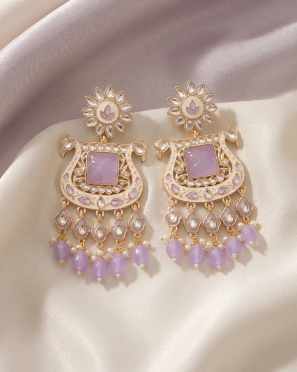 Pink Stone Gold Plated Earrings