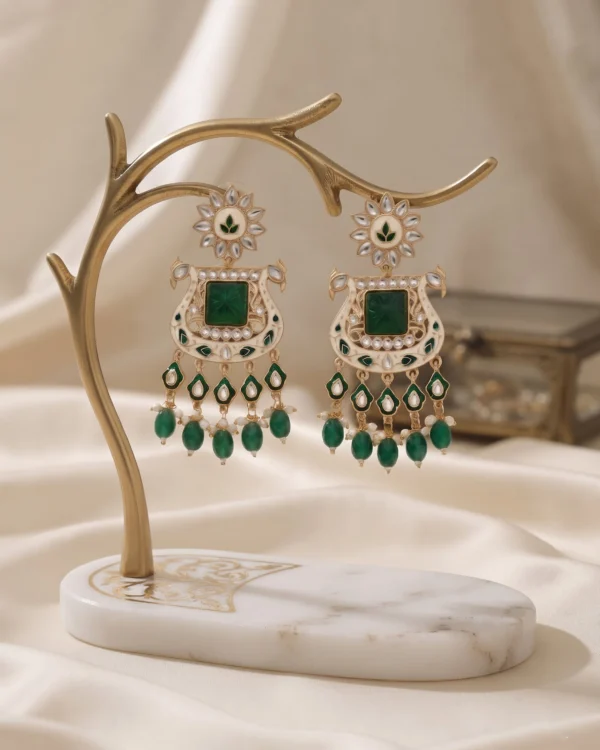 Green Stone Chandbali Earrings