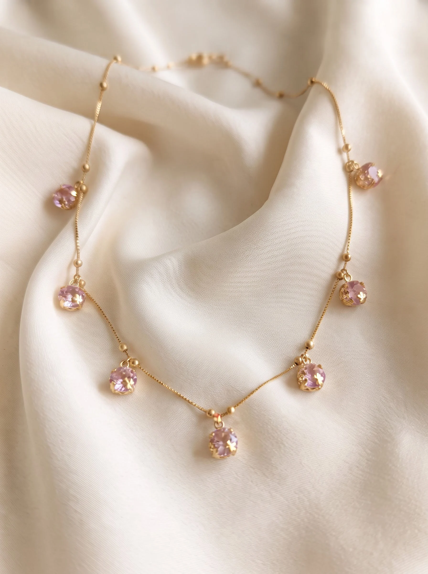 Gold Blush Pink Necklace - Image 4