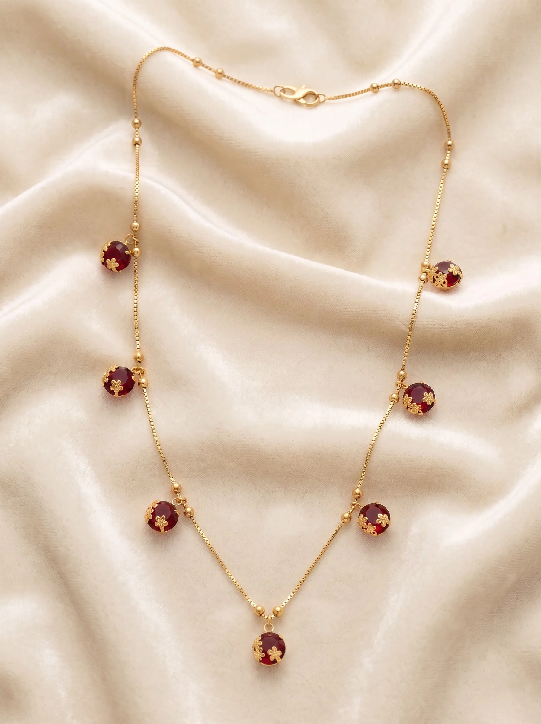 Gold Ruby Floral Necklace - Image 4