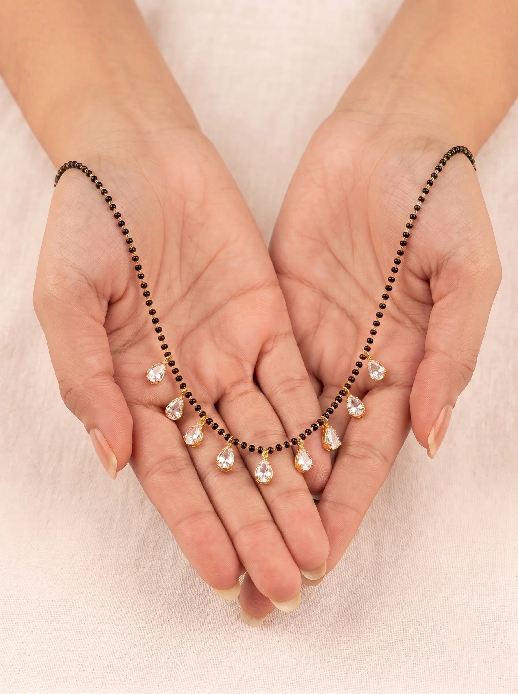 Pearl Drop Black Beads Mangalsutra - Image 3