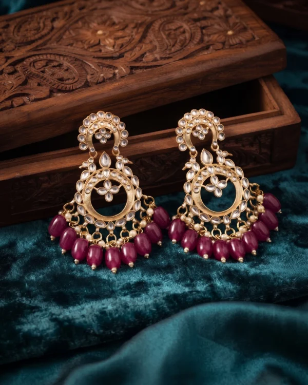 Maroon Bead Earrings
