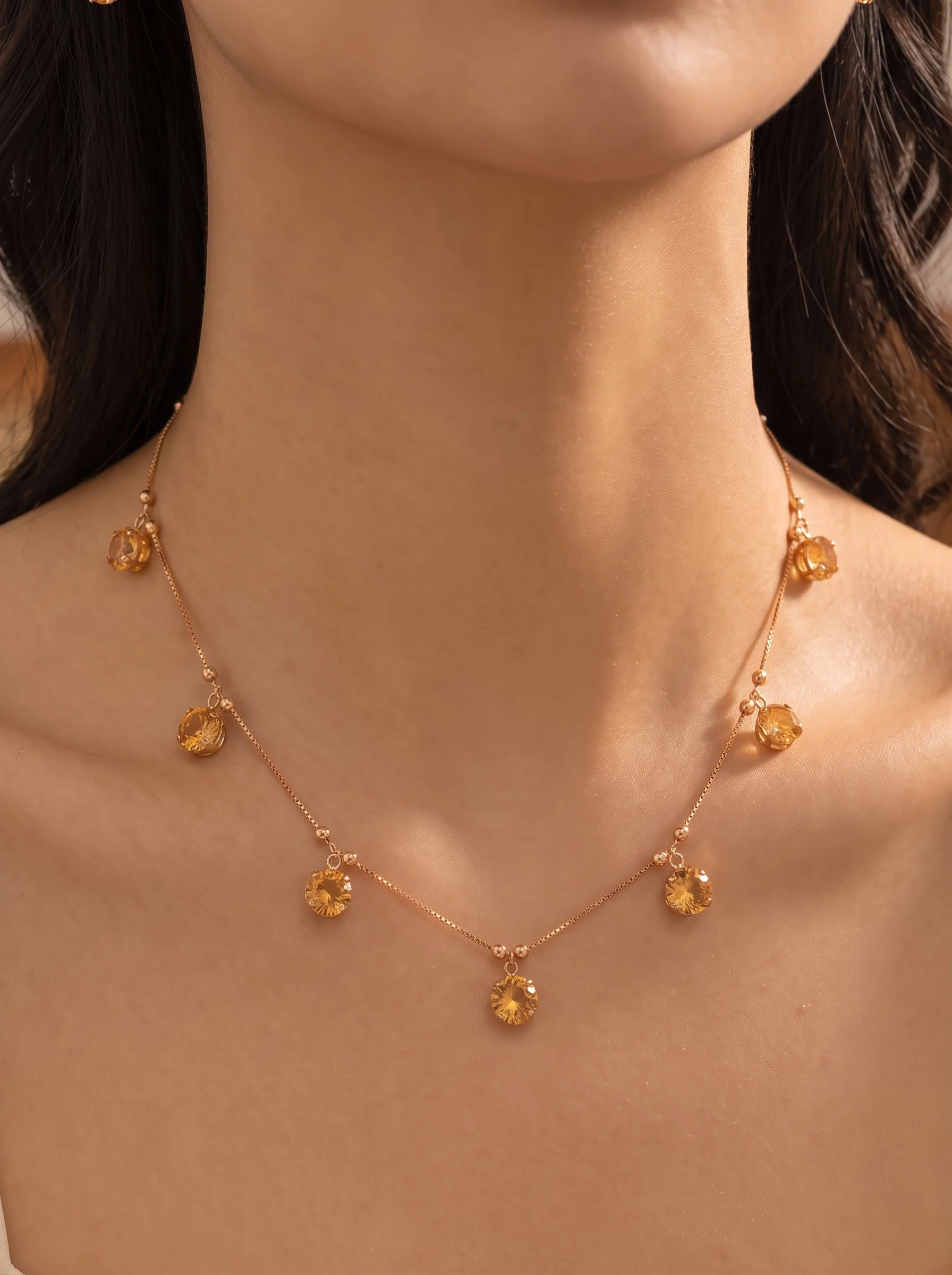 Gold Yellow Floral Necklace - Image 3
