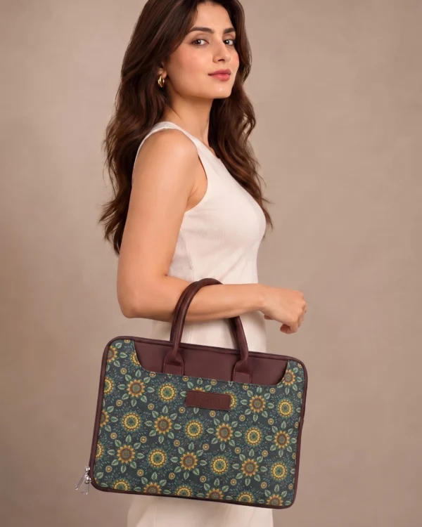 Dark Sunflower Print Laptop Bag