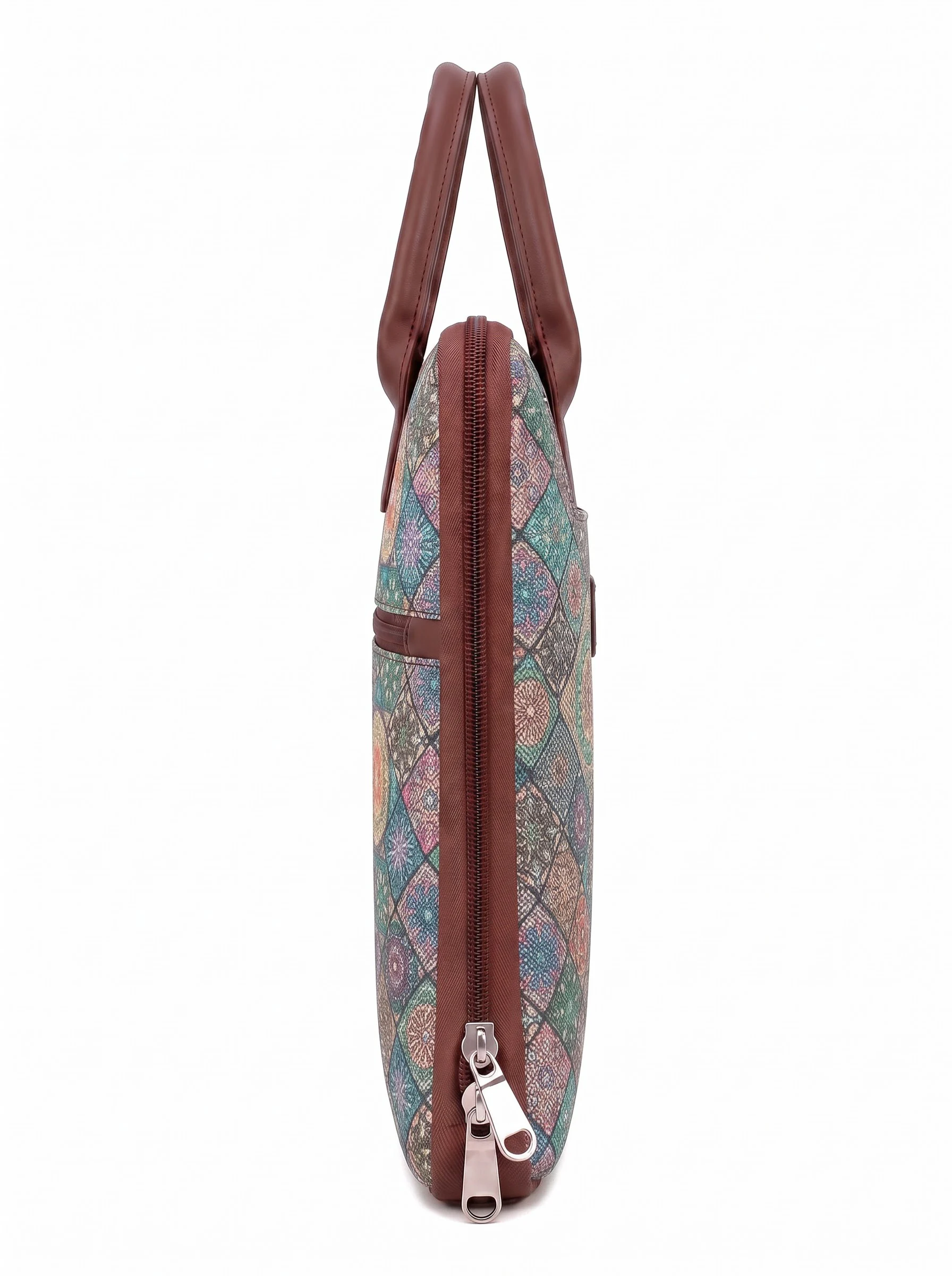 Teal Floral Print Laptop Bag - Image 4