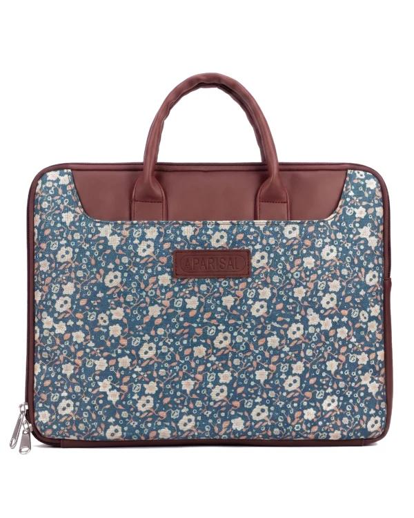 Blue Floral Print Laptop Bag