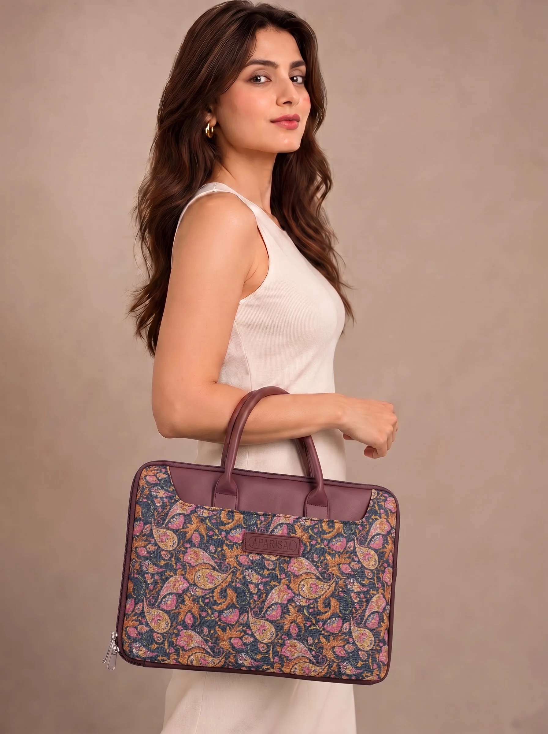Dark Paisley Print Laptop Bag