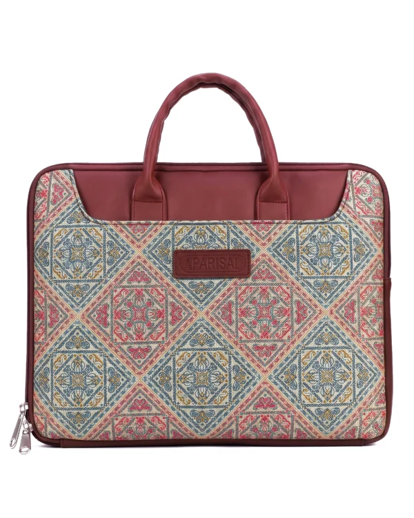 Vintage Geometric Print Laptop Bag