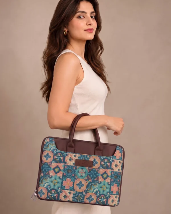 Teal Tile Print Laptop Bag