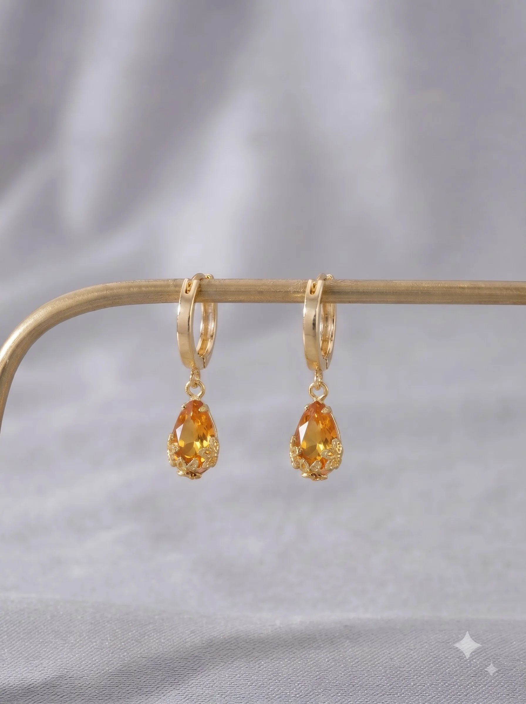 Golden Yellow Crystal Earrings - Image 2