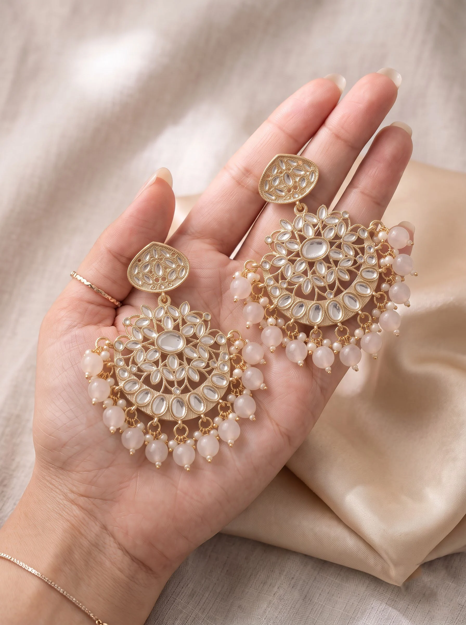 Pearl Chandbali Earrings - Image 2