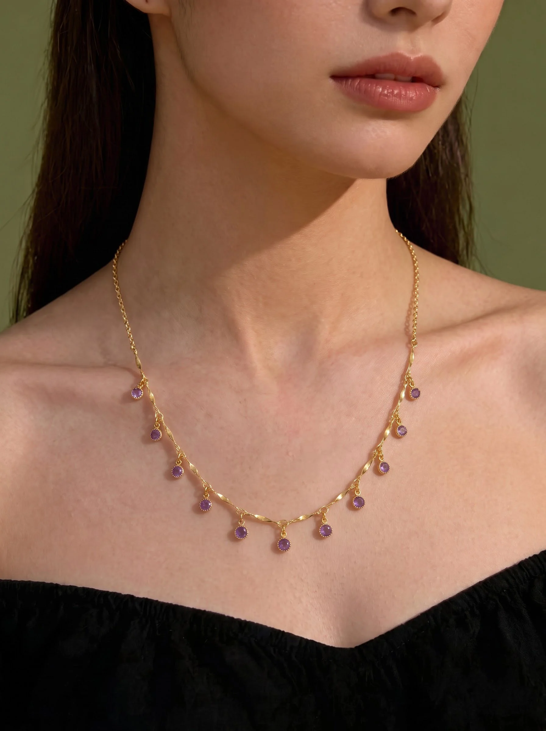 Purple Drop Chain Necklace - Image 2