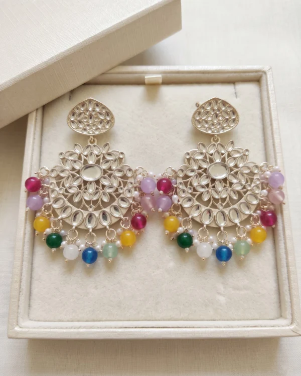 Multicolor Bead Silver Plated Earrings