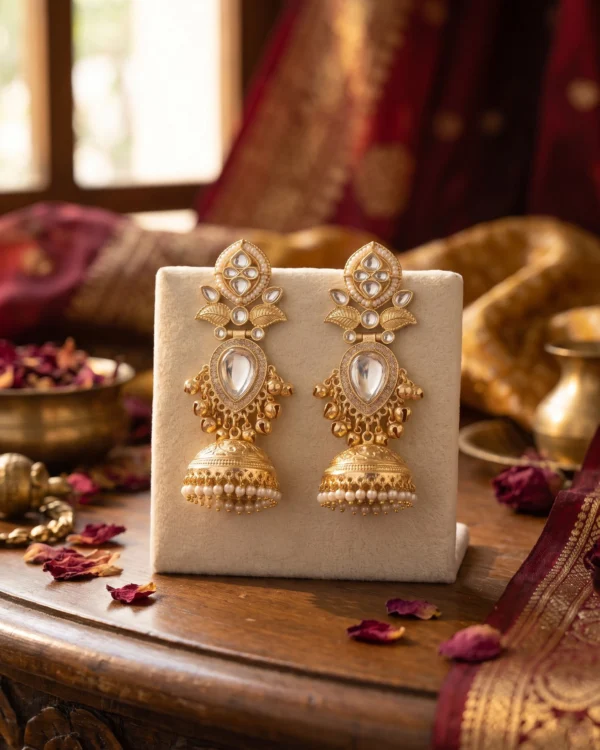 Royal White Kundan Jhumka