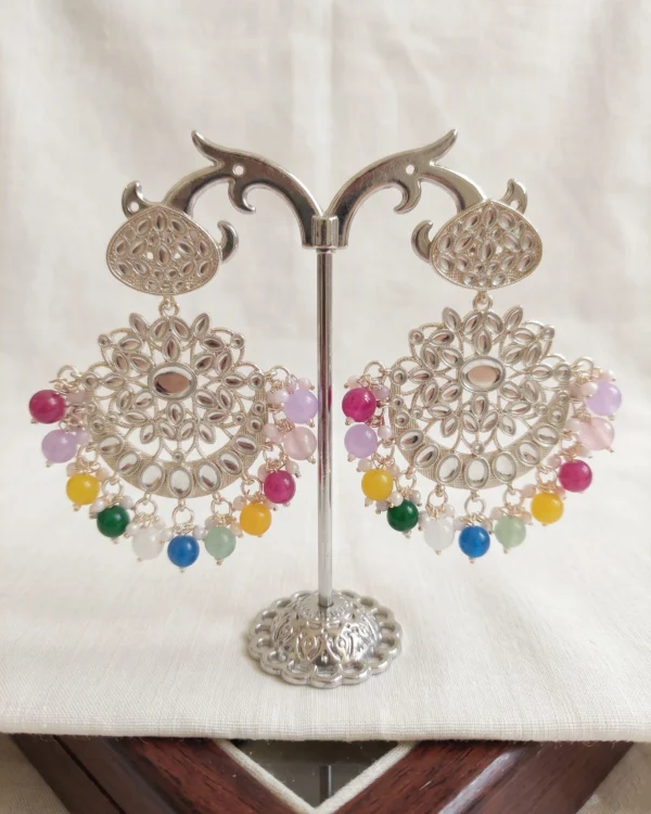 Multicolor Bead Silver Plated Earrings