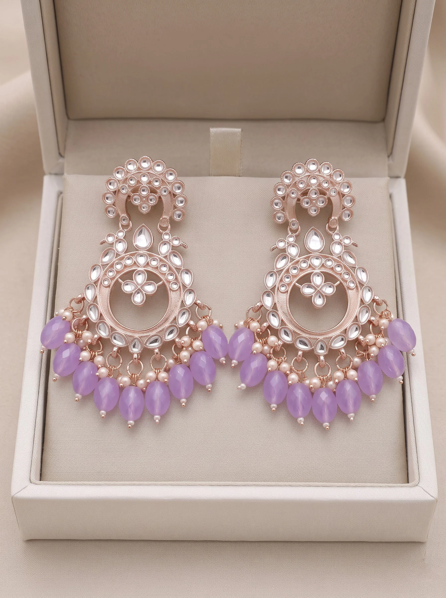 Purple Pearl Chandelier Earrings - Image 4