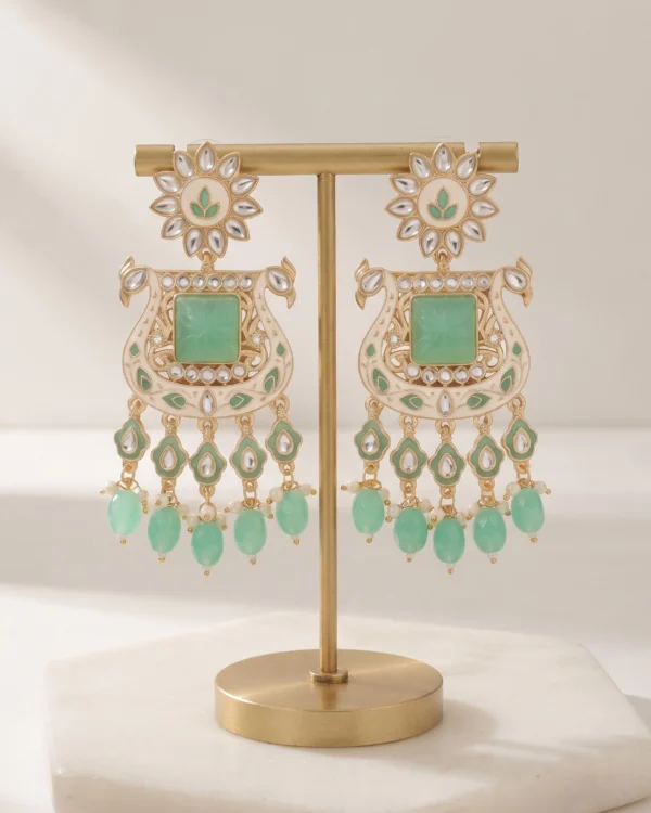 Green Stone Hanging Earrings