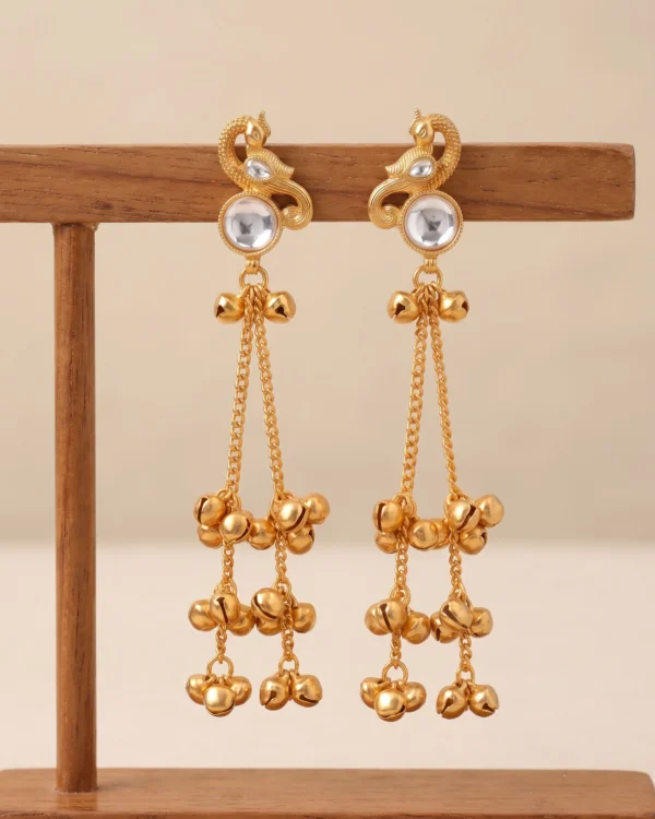 Yellow Peacock Gold Tassel Earrings