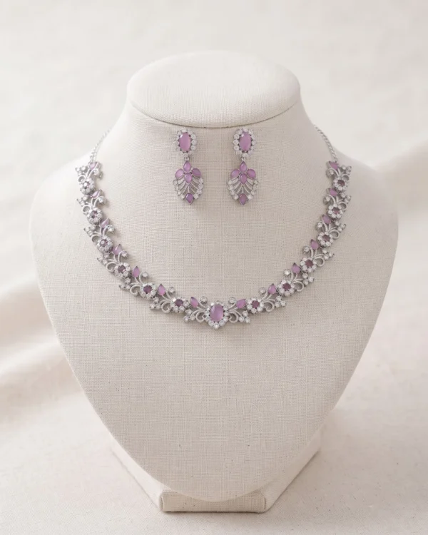 Pink Stone Antique Silver Necklace